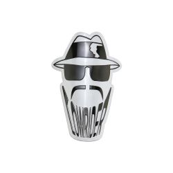 NAME PLATE : LOWRIDER ROUND SILHOUETTE TETE BLANC ET NOIR