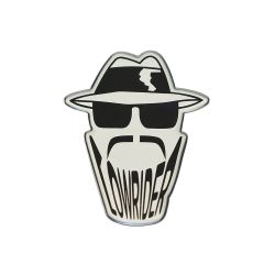NAME PLATE : LOWRIDER ROUND SILHOUETTE TETE CHROME ET NOIR