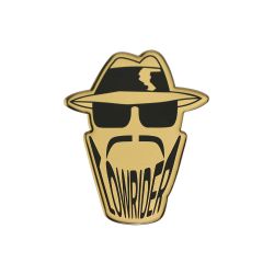 NAME PLATE : LOWRIDER ROUND SILHOUETTE TETE GOLD ET NOIR