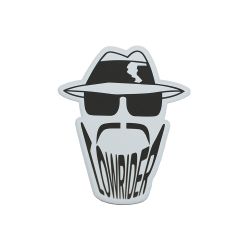NAME PLATE : LOWRIDER FLAT SILHOUETTE TETE BLANC ET NOIR